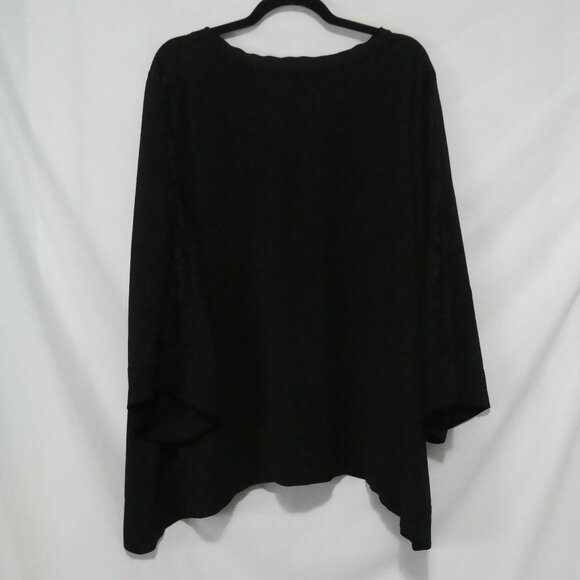 LOVE & LEGEND | size 16 | Black Long Sleeve V-NECK Blouse | Full Lace Arm Strips - Picture 2 of 14